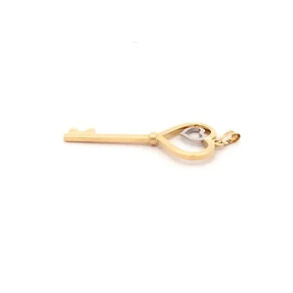 18K Yellow Gold Pendant Key Heart 1.59 grams - Picture 13 of 13